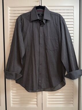 Bugatchi Men's Gray Micro-Pattern Button-Down Shirt